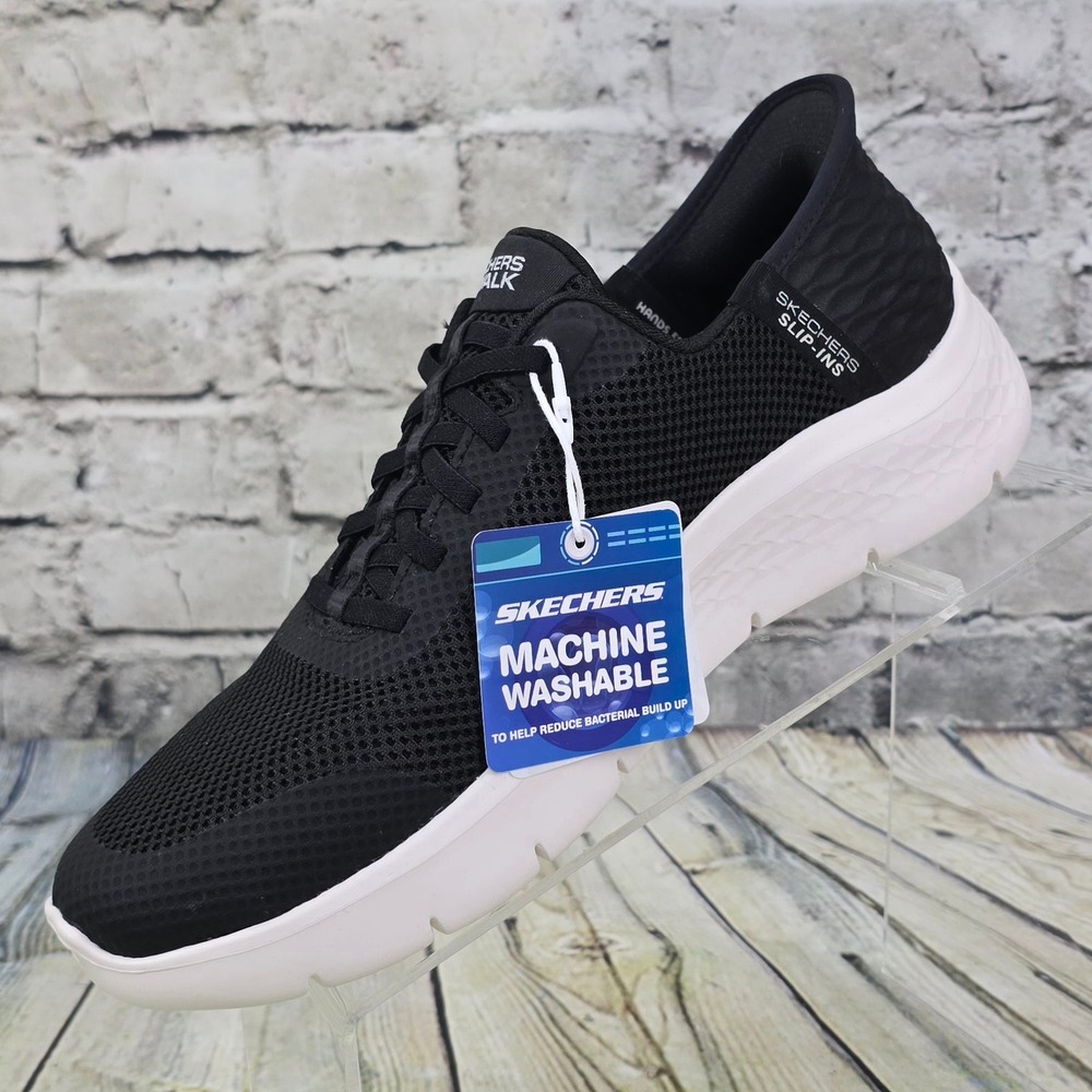 Skechers GoWalk Flex Hands Free Slip-Ins Women 9 Black White Mesh Sneaker 124836 - Picture 3 of 12